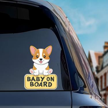 Imagem de Leniutor 1 adesivo refletivo de bebê a bordo para carros, placas de segurança fofas refletivas de alta intensidade, vinil à prova d'água, decalque de segurança para dirigir à noite para para-choque de