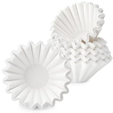Imagem de Segarty Cesto de papel com 150 filtros de café descartáveis, filtro de papel branco de 15,5 cm, 1-2 xícaras, forros de gotejamento ideais para casa, escritório, cafeteria, adequado para a maioria das