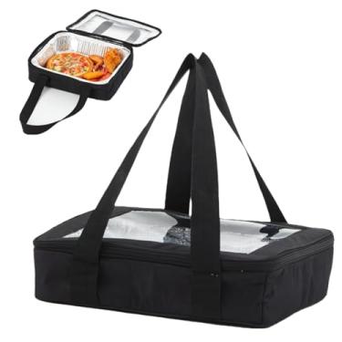 Imagem de Jiawu Saco Isolado para Entrega de Alimentos, Porta-caçarola para Alimentos Quentes ou Frios, Sacola Empilhável para Alimentos, Lancheira Térmica Portátil para Festas, Trabalho (Preto)