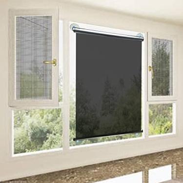 Imagem de Cortina de proteção solar de verão com ventosas, espelho unidirecional e persiana transparente para apartamentos de escritório e privacidade diurna (preto-25 x 59 polegadas/63 x 150 cm