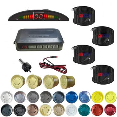 Imagem de SANDETOUN Kit de sensor de estacionamento kit de sensor de reserva sensor reverso para carro 18 opções de cores para sondas ajustável alarme volume profissional sensor de reversa para carro assistente