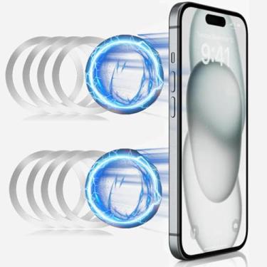 Imagem de 5 peças de anel magnético universal de placa de metal para celular carregador sem fio suporte de telefone de carro adesivo ímã redondo, 5,5 cm (prata)