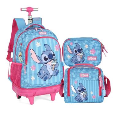 Imagem de Kit Escolar Stitch Sorvete – Mochila de Rodinha + Lancheira + Estojo – Luxcel