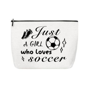 Imagem de Presentes de time de futebol para meninas adolescentes bolsa de maquiagem bola de futebol para filha, neta, presentes de aniversário para meninas, sobrinha, futebol, presente esportivo para crianças
