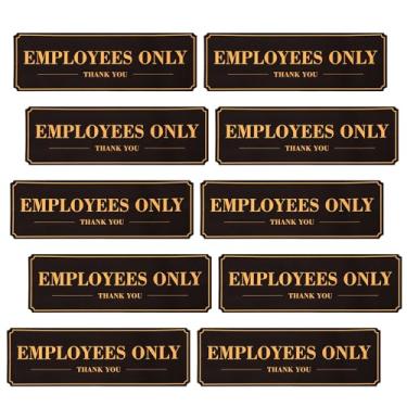Imagem de DOPENSPI 10 peças, placa apenas para funcionários, 22,8 x 7,6 cm PVC autoadesivo, para funcionários, à prova de intempéries, placas de porta de escritório para escritório, restaurante, parede