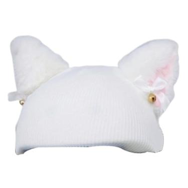 Imagem de Dynwave Capa para capacete de esqui, acessórios para esportes de inverno ao ar livre, gorro de tricô elástico, decoração para snowboard e patinação, desenho, Branco