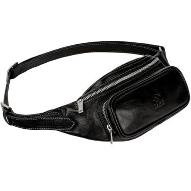 Imagem de Bolsa de cintura de couro | Bolsa de barriga | Bolsa de cintura | Bolsa de cinto de couro | Pochete de couro feita à mão na Itália – Time Resistance (preto), Preto, Clássico