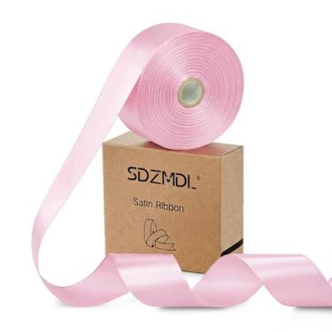 Imagem de SDZMDL Fita de cetim rosa para embrulho de presente, decoração de árvore de Natal, arco e flor eterna, buquês florais, decoração de festa, 3,5 cm e 50 x metros.