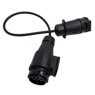 Imagem de Acouto Adaptador de Tomada de Reboque de 7 a 13 Pinos, Conversor Elétrico de Barra de Reboque de Caravana de 12V Com Cabo, para Encaixe Estilo Europeu na Maioria Dos