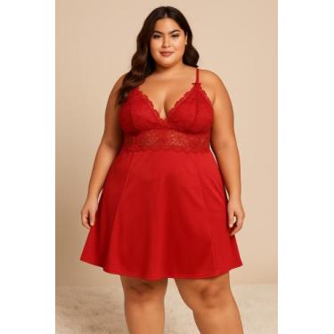 Imagem de Camisola Sexy Plus Size Chá de Lingerie Feminina Com detalhes em renda