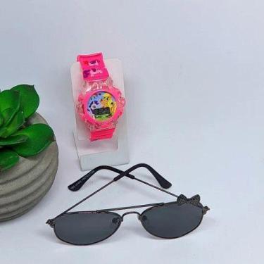 Imagem de Kit Relógio de Pulso Infantil Digital Pisca Luz Stitch Frozen + Óculos