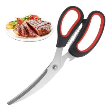 Imagem de Tesoura de Cozinha Robusta | Utensílios para Cozinha em Aço Inoxidável | com Antiderrapante Inoxidável Segura para -Louças de - para Cortar Carnes, Ossos, Peixes, Legumes e Uso Doméstico