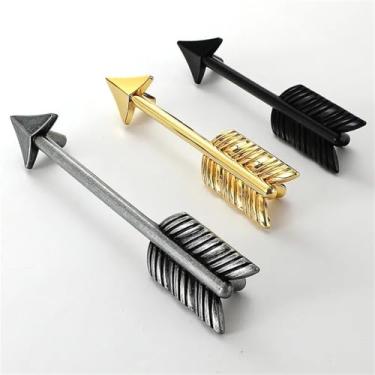 Imagem de HTNAFONI Puxadores e puxadores de porta dourados criativos para armário de cozinha armário armário armário gaveta puxadores decoração de casa 1 peça (6003-96 mm preto)