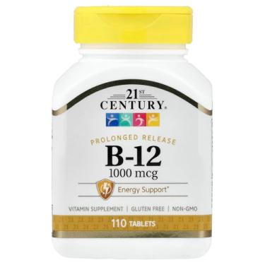 Imagem de Vitamina B12 Liberação Prolongada 1000mcg 110 Caps 21st Cent - sem
