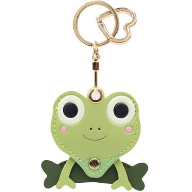 Imagem de Capa MC Fashion de couro PU compatível com AirTag, linda pequena sapo GPS Tracker capa chaveiro pingente (verde)