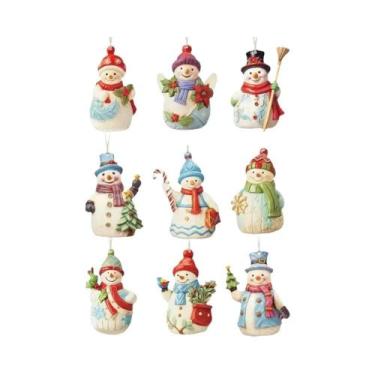 Imagem de Conjunto De 9 Peças De Enfeites Decorativos De Natal Em Madeira: Bonec