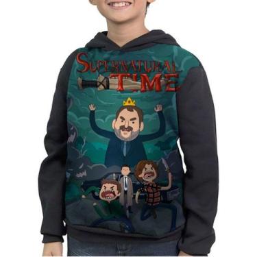 Imagem de Casaco Moletom Infantil Supernatural Time Hora De Aventura, Preto, 4
