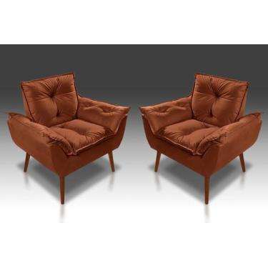 Imagem de KIT 02 Poltrona Opala suede Terracota -ALTO PADRÃO - CASA DA POLTRONA