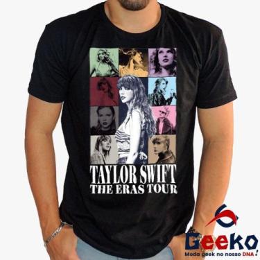 Imagem de Camiseta Taylor Swift 100% Algodão The Eras Tour Pop Geeko, Preto gola
