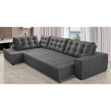 Imagem de Sofá de Canto Retrátil e Reclinável com Molas 3,00x2,00 LE Jacke Suede