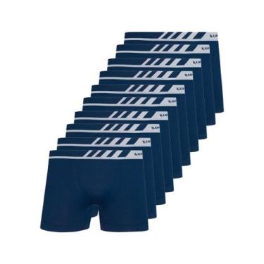 Imagem de Kit com 10 Cuecas Boxer Lupo 671-002, Azul marinho, G