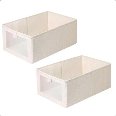 Imagem de Caixa Organizadora para Guarda Roupa Tecido Algodão Kit C/2 - NeoBlue