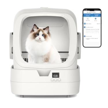 Imagem de Caixa de areia automática para gatos autolimpante - Controle de aplicativo e monitoramento de peso - Caixa de areia ultra silenciosa, média para gatos e gatinhos, segura anti-beliscar 【Montagem
