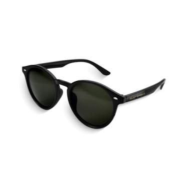 Imagem de Saint Germain Óculos de Sol Redondo Lincoln Green Black, Lentes Verdes com Proteção, Armação Preta Fosca, Unissex, Estilo Retrô