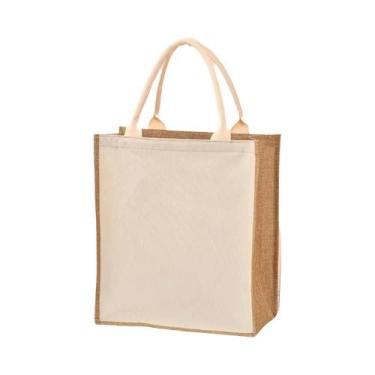 Imagem de Bolsa de linho com zíper atualizada, bolsa de presente simples, sacola