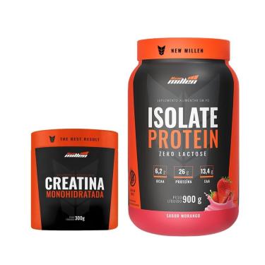 Imagem de Whey Isolado New Millen Zero Lactose Pote 900 e Creatina-Unissex