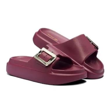 Imagem de Chinelo Feminino EVA 100% Confortável com Enfeite Metalizado – Leve, Macio e Estiloso (Vinho, BR, Adulto, Faixa Numérico, 35, 36)