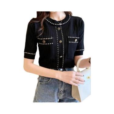 Imagem de Camiseta Branca Feminina Básica - Manga Curta com Bolsos, Um tamanho, 