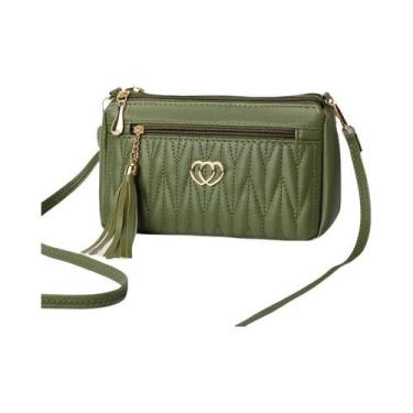 Imagem de Bolsa Transversal Feminina De Couro PU De Grande Capacidade Com Zíper 