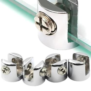 Imagem de 04 Suportes Fenda Para Vidro 8mm Botão Fenda Metal Zamak Prateleiras em U Escondido invisivel mesa sustentar fixação