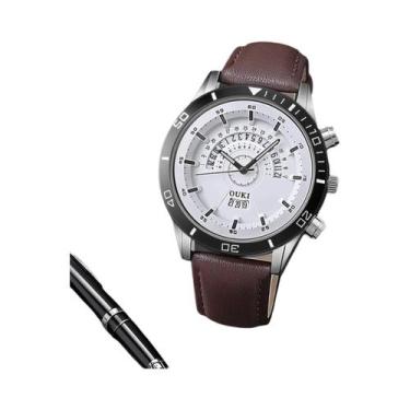 Imagem de Relógio De Quartzo Masculino De Luxo Em Couro PU, Design Simples E Cas