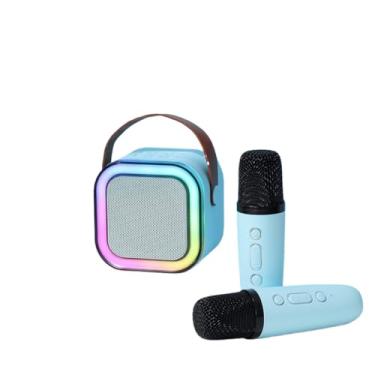 Imagem de Microfone Portátil Alto Falante Bluetooth Luz Dois Alto Falantes Som Subwoofer Alto Falantes(Azul-2)