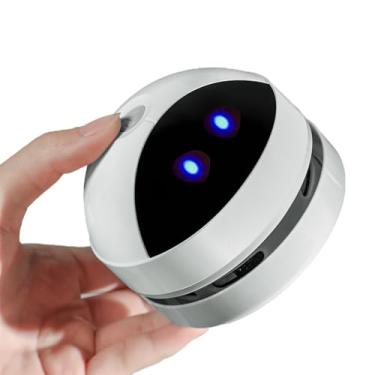 Imagem de Ryaacphi Mini aspirador de pó de mesa, sem fio e portátil, vassoura de poeira e migalhas, robô fofo de desenho animado, USB, fácil de remover poeira/pelo/pêlos de animais de estimação/migalhas no