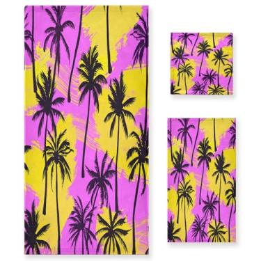 Imagem de xigua Conjunto de toalhas de banheiro de palmeiras absorventes macias 3 peças toalha de banho toalha de mão toalhas decorativas para banheiro, academia, hotel, praia, piscina