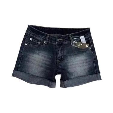 Imagem de Calça Jeans Feminina Azul Escuro Desgastada De Cintura Baixa Com Cober