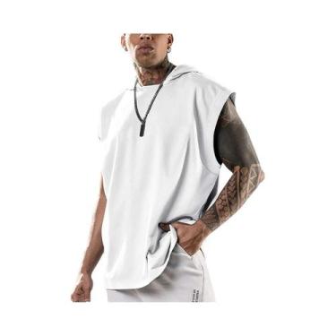 Imagem de Colete Masculino Com Capuz Sem Mangas 2025 Casual Cor Sólida Pulôver E