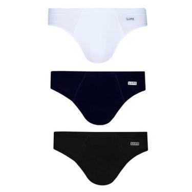 Imagem de Cueca Lupo Slip Algodão com Elastano 515-089 C/3, Branco, Marinho, Pre