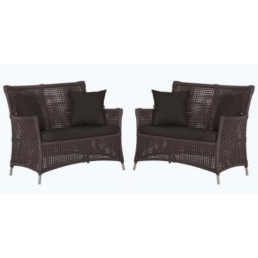 Imagem de 2 Sofás área Externa Igapó Alumínio Fendi Corda Náutica E9 Marrom