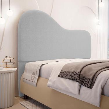 Imagem de Cabeceira Orgânica Cama Box Queen Size Sea 160cm Com Frame Bouclé Cinza Claro - Desk Design