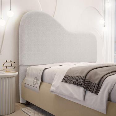 Imagem de Cabeceira Orgânica Cama Box King Size Sea 195cm Com Frame Bouclé Off White - Desk Design
