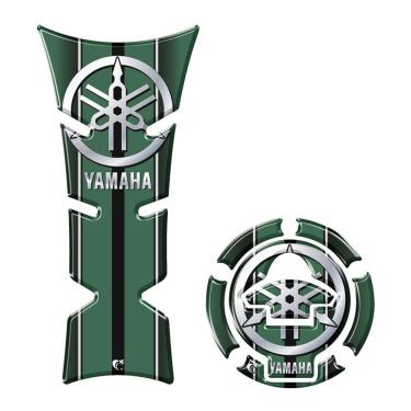 Imagem de Kit Adesivo Protetor Tanque E Bocal Moto Yamaha Diapasão Verde Verde