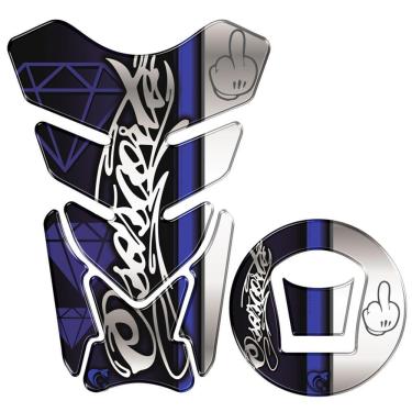 Imagem de Adesivo Resinado Protetor Tanque E Bocal Moto Haojue Dk 150 Azul Cor Azul