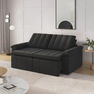 Imagem de Sofá Cama Palmeira 3 Lugares Retrátil Reclinável 220cm Veludo Cabecasa Madeiramadeira