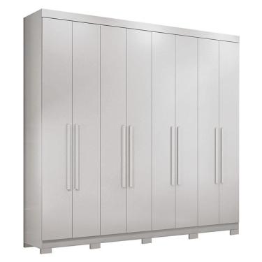 Imagem de Guarda Roupa Casal 8 Portas 4 Gavetas Master New Branco Brilho Com Pés - Santos Andirá