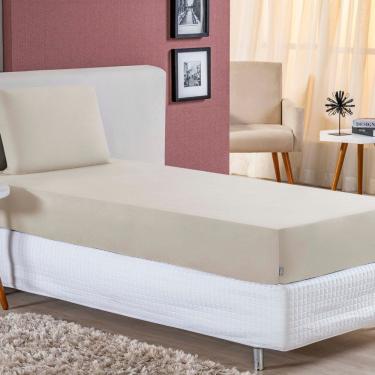 Imagem de Jogo De Cama Solteiro Nobre 2 Peças Lençol Com Elástico De 30cm De Altura Malha 100% Algodão - Palha
