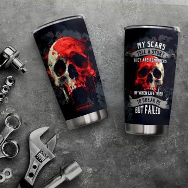 Imagem de Caneca de café Tumbler Oasisdream 600 ml com estampa de caveira